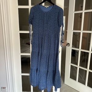 Madewell Blue Floral Tiered Dress XS